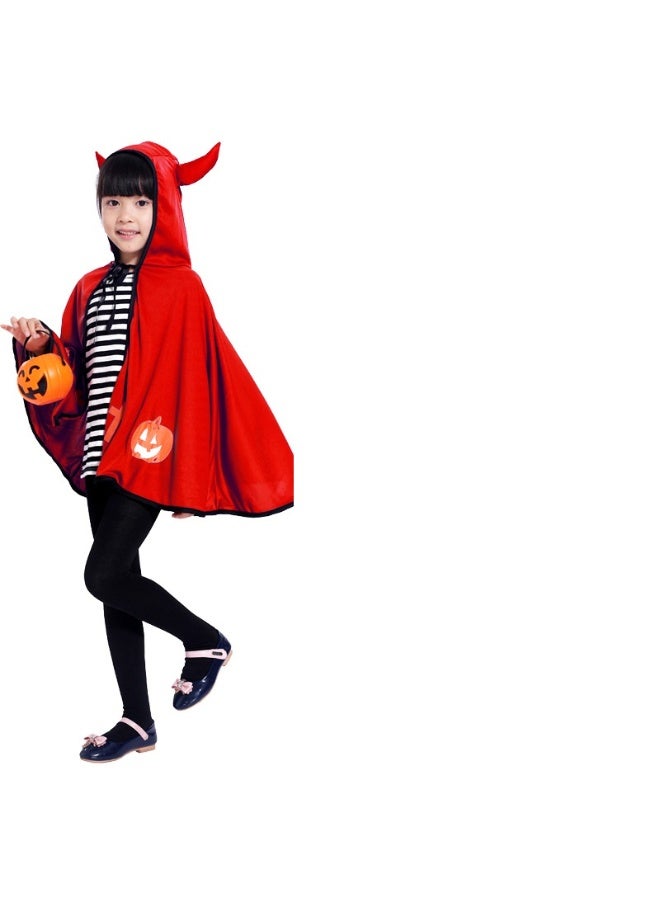 NIBEMINENT Halloween costumes, children's horned cape, devil shawl cape, cute dance performance costumes