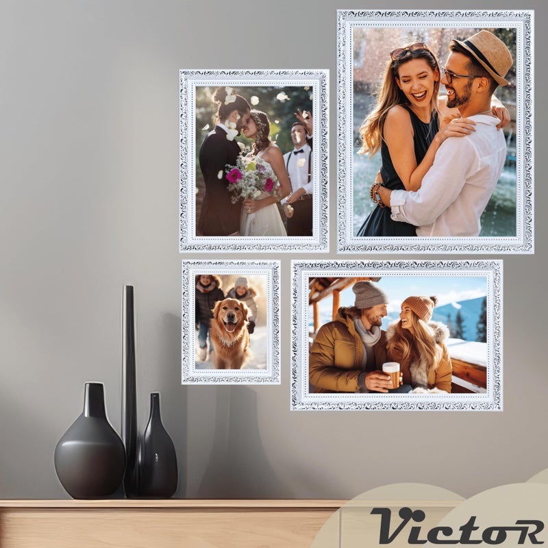 VictoR 6x8 Picture Frame Rubens White Silver - Picture Frames 6x8 - with Shutterproof Acrylic Glass - Antique Frames - White Frame 6 by 8 - Image 5
