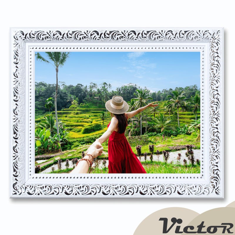 VictoR 6x8 Picture Frame Rubens White Silver - Picture Frames 6x8 - with Shutterproof Acrylic Glass - Antique Frames - White Frame 6 by 8 - Image 4