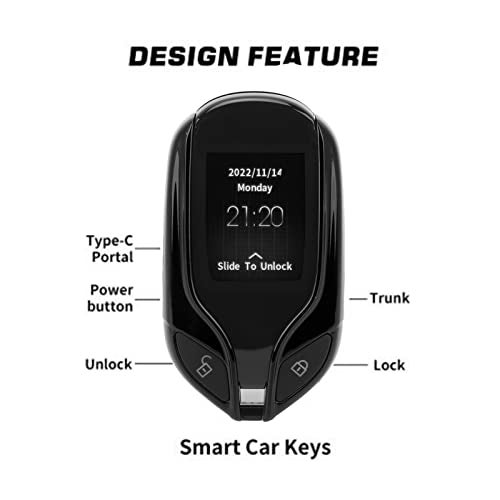 Naroote Smart Car Key, Smart Remote Car Key with LCD Screen 100 Days Long Standby Time All in One Keyless Entry Auto Lock Unlock for All with One Button Start (Black) - Image 4