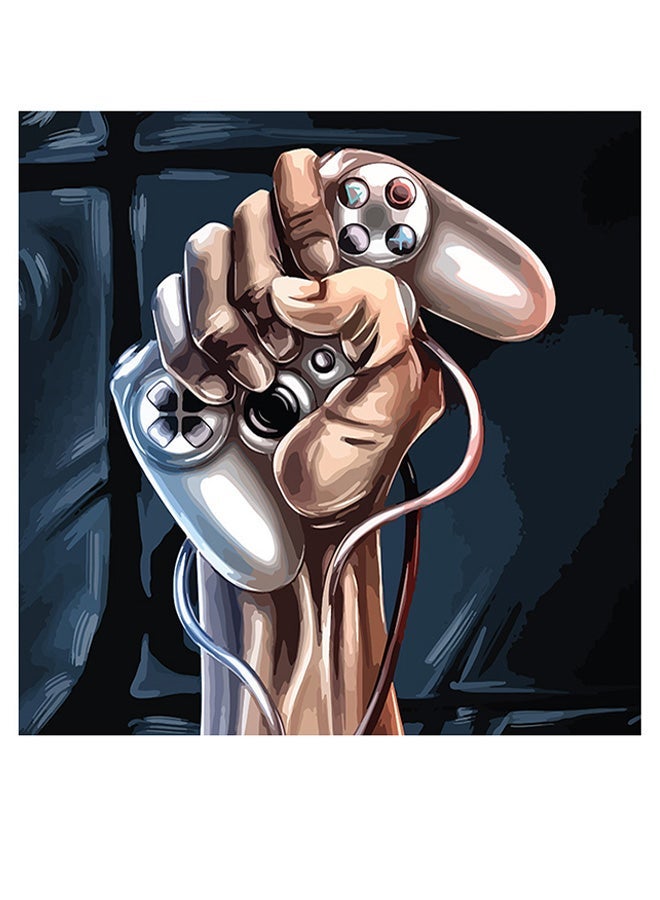 RYN PlayStation Themed Wall Art Grey/Beige/Black 30x30cm - Image 1