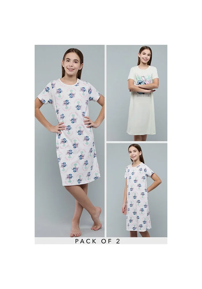 R&b 2 Pack Stitch Print Nightdresses