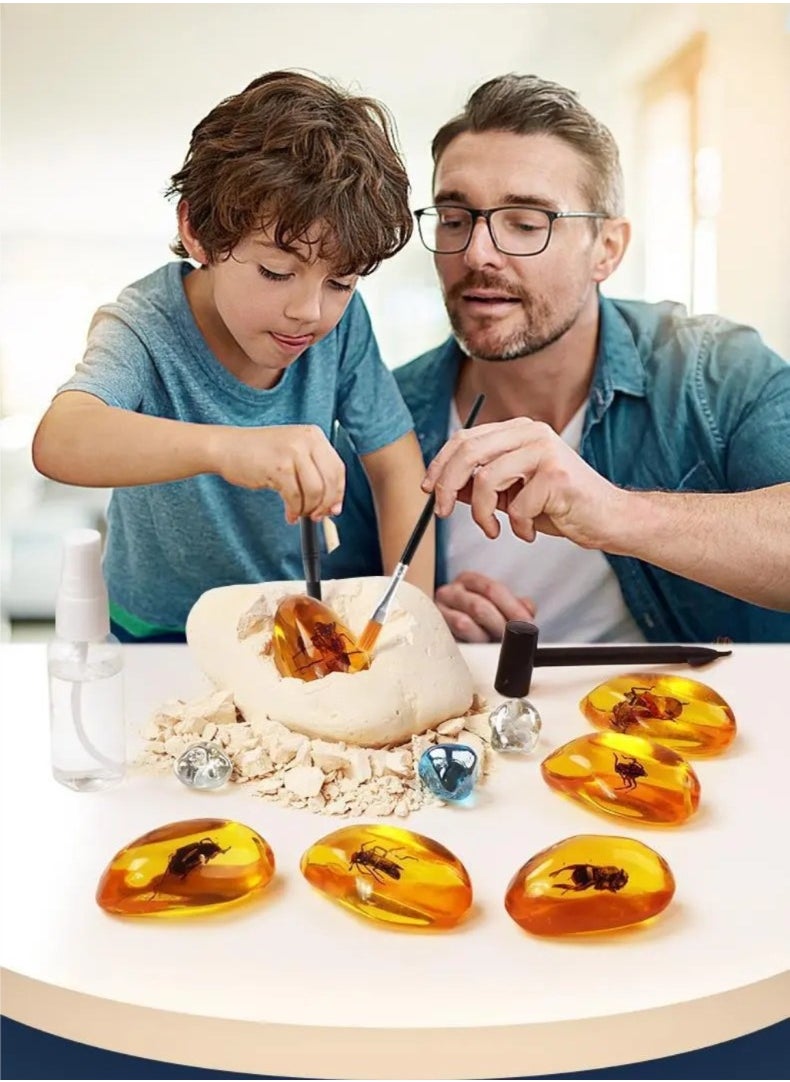 CALL PLAY Gemstone Dig Kit – Dig Up Real Amber Fossil , Science Kit for Kids, Gem Digging Kit, Gift for Girls and Boys, Mining Kit, Rock Collection  - Image 5