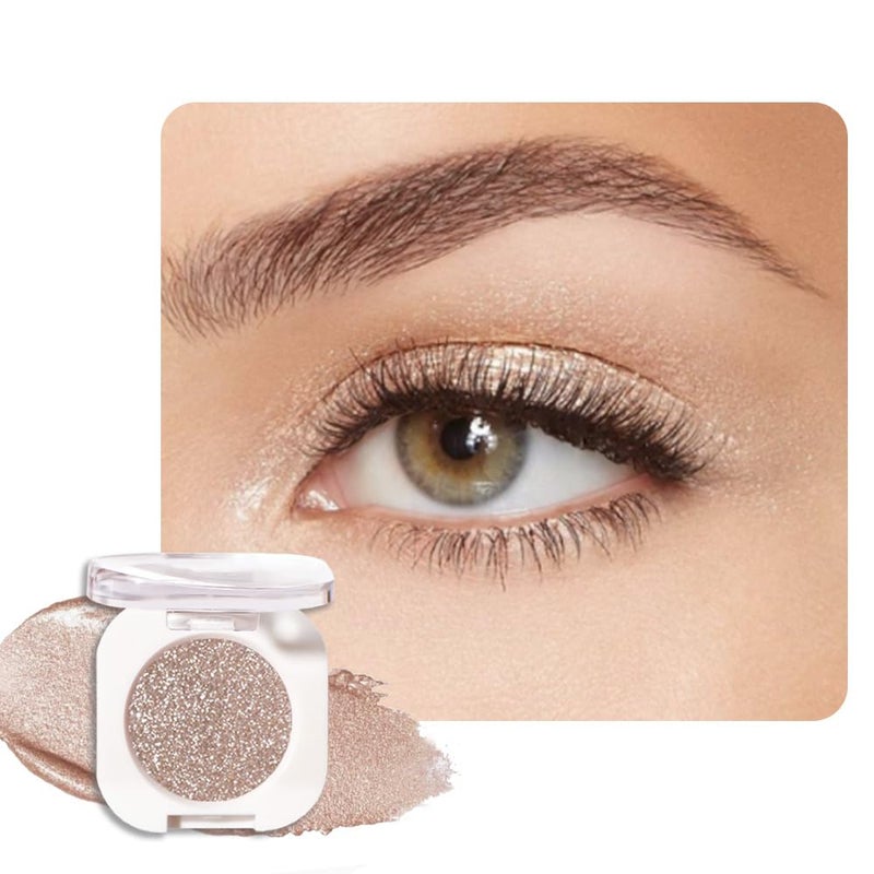 HHLTOH Light Nude Brown Single Shimmer Eyeshadow Makeup, Neutral Powder Eye Shadow for Mature Skin, Nude Sheer Shimmer Eyeshadows Buildable Waterproof, sombras para ojos, Vegan & Cruelty-Free - Image 1