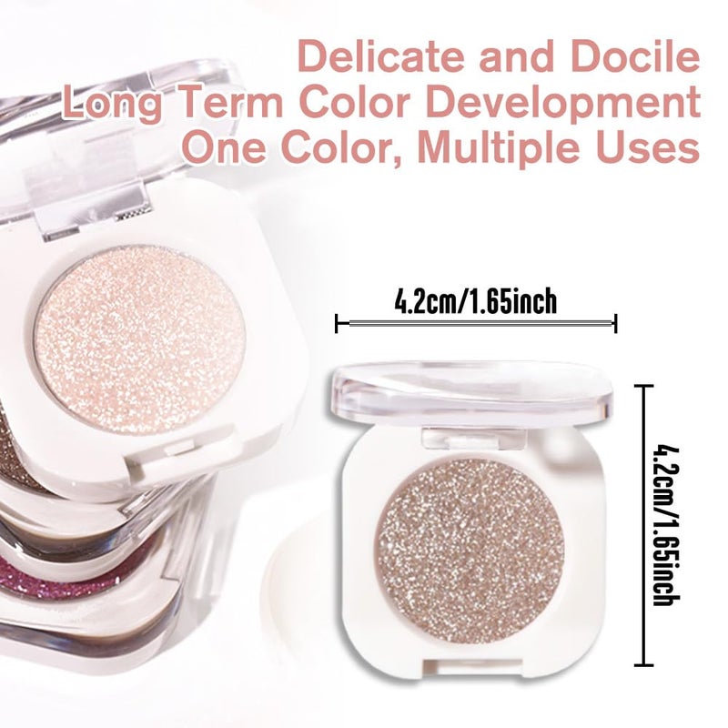 HHLTOH Light Nude Brown Single Shimmer Eyeshadow Makeup, Neutral Powder Eye Shadow for Mature Skin, Nude Sheer Shimmer Eyeshadows Buildable Waterproof, sombras para ojos, Vegan & Cruelty-Free - Image 5