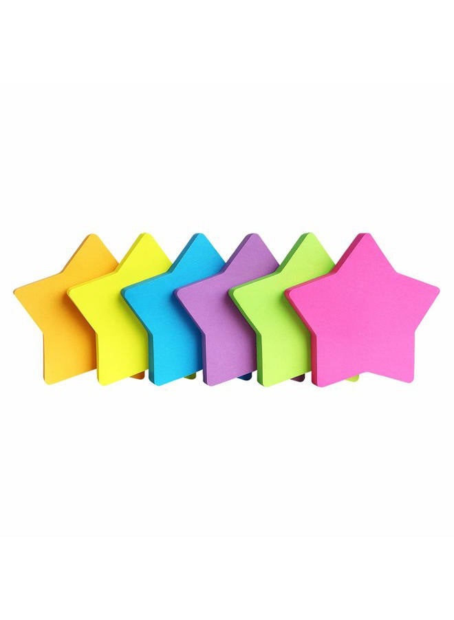 SIMONA Star Shape Sticky Notes 6 Color Bright Colorful Sticky Pad 75 Sheets/Pad Self-Sticky Note Pads (6 Pads) - Image 2