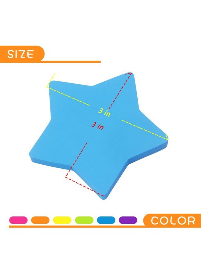 SIMONA Star Shape Sticky Notes 6 Color Bright Colorful Sticky Pad 75 Sheets/Pad Self-Sticky Note Pads (6 Pads) - Image 4