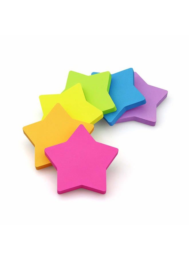 SIMONA Star Shape Sticky Notes 6 Color Bright Colorful Sticky Pad 75 Sheets/Pad Self-Sticky Note Pads (6 Pads) - Image 3