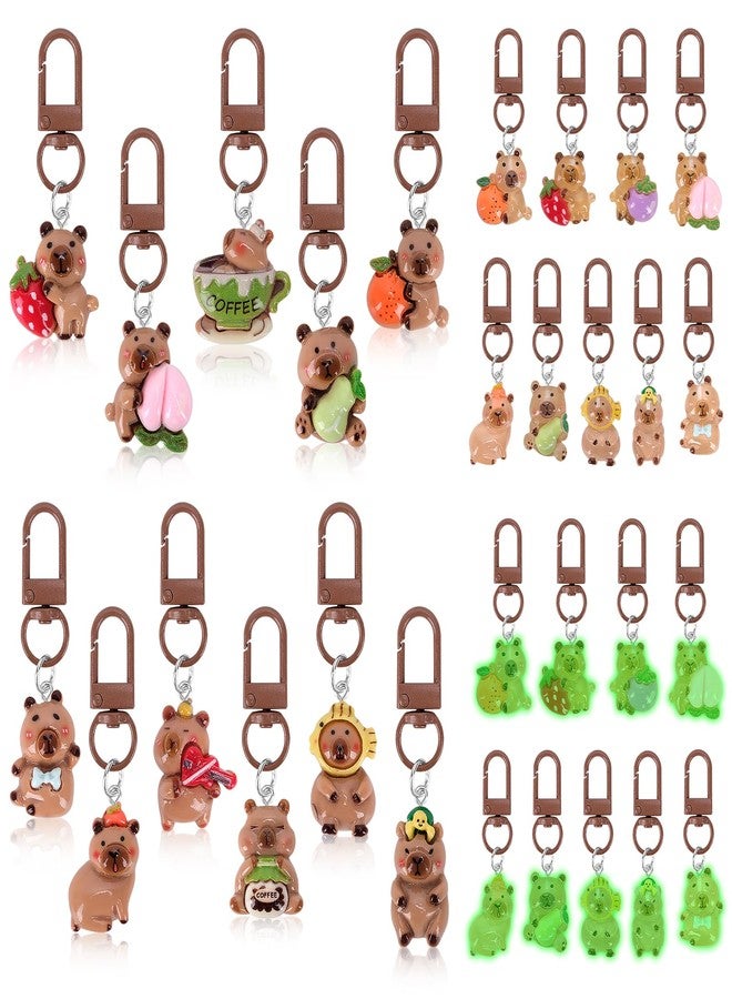 SelfTek 30 Pcs Cute Capyb-ara Keychain C-apybara Party Favor Set - Capyba-ra Bag Charm Accessories for Women Birthday Gif-ts, Capyb-aras Stuff Cute Charm (18 Pcs Glow in The Dark) - Image 1