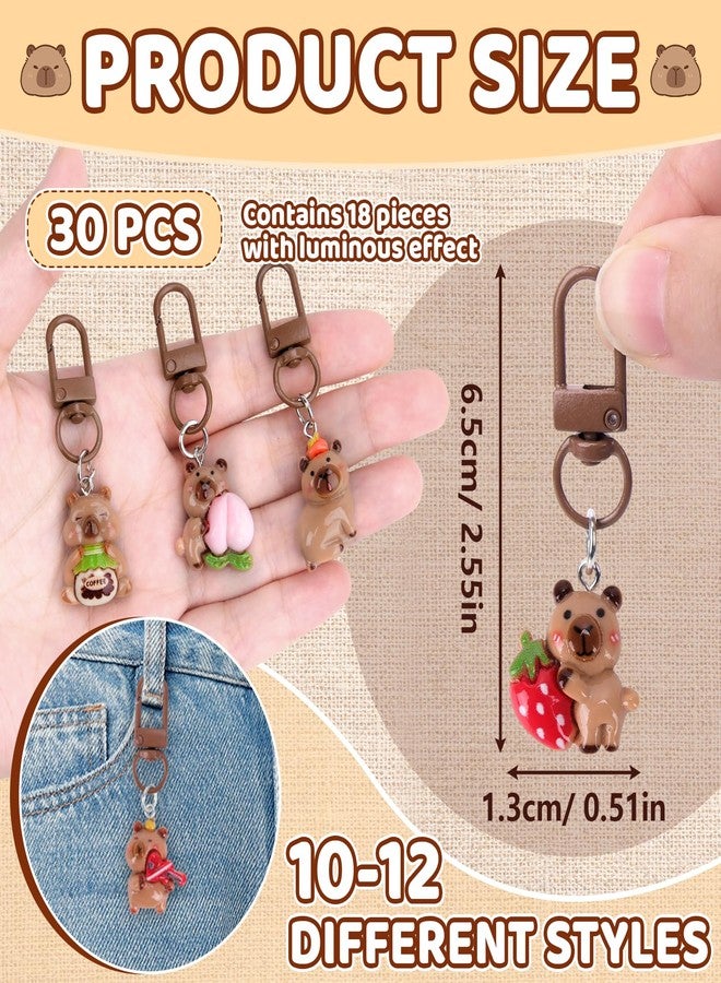SelfTek 30 Pcs Cute Capyb-ara Keychain C-apybara Party Favor Set - Capyba-ra Bag Charm Accessories for Women Birthday Gif-ts, Capyb-aras Stuff Cute Charm (18 Pcs Glow in The Dark) - Image 4