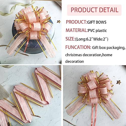 HQJAXJ 6pcs Pull Bow Wrapping Pull Bow Ribbon Pull Bows for Wedding Baskets,Pull Bows for Gift Wrapping,6 Inches Diameter Gift Bows,Gift Baskets,Birthday Party,Valentine's Day - Image 2
