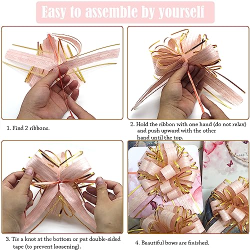 HQJAXJ 6pcs Pull Bow Wrapping Pull Bow Ribbon Pull Bows for Wedding Baskets,Pull Bows for Gift Wrapping,6 Inches Diameter Gift Bows,Gift Baskets,Birthday Party,Valentine's Day - Image 3