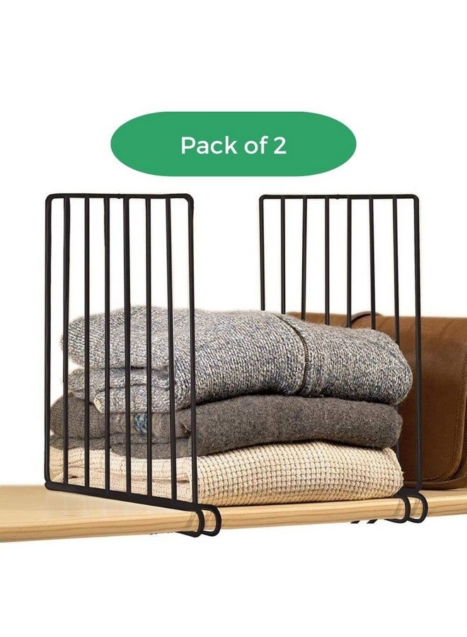 جو هوكد فاصل رفوف خزانة الملابس Go Hooked منظم الملابس فاصل خزانة الملابس من القماش المعدني الأسود فاصل رفوف خزانة الملابس خزانة الملابس مجموعة من قطعتين - Image 2