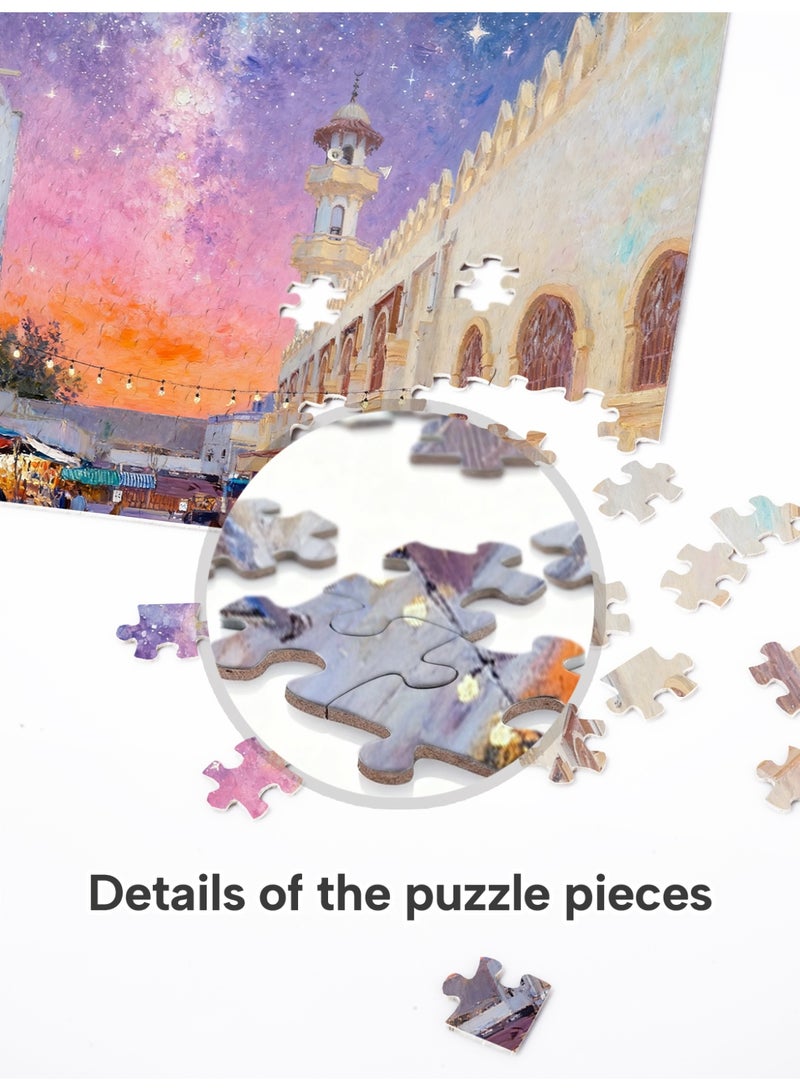 GALADUNE 300 Pieces Puzzles Jigsaws for Adults&Kids, Dreaming Al-Balad Stress Relief Toy, Unique Perfectly-Fitting Pieces, Ideal Gift for Ramadan Birthday New Year, Al-Maghribi Mosque - Image 3