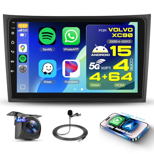 Sellrich 4G+64G Android Car Radio Stereo for Volvo XC90 2004-2013 with DSP/Wireless Carplay/Android Auto, Sellrich 10.1 inch Touch Screen Radio Bluetooth 5.0 FM/RDS Mirrorlink SWC Backup Camera - Image 1
