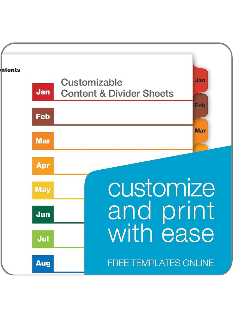 TOPS Cardinal OneStep Binder Dividers, 12-Tab Monthly, Customizable Table of Contents, Reversible Multicolor Tabs, 1 Set (60318CB)  - Image 4