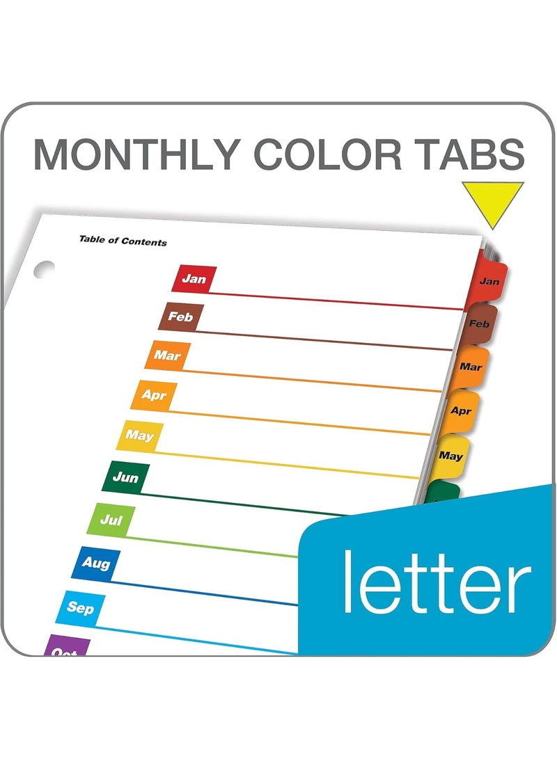 TOPS Cardinal OneStep Binder Dividers, 12-Tab Monthly, Customizable Table of Contents, Reversible Multicolor Tabs, 1 Set (60318CB)  - Image 3