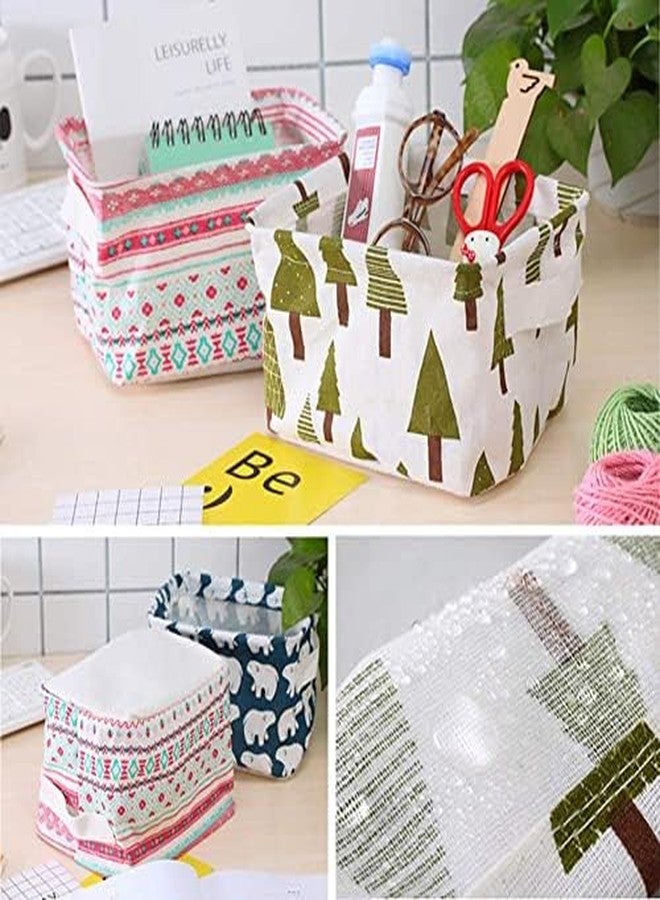 AZARIA Foldable Storage Box Canvas Fabric Baskets For Organizing With Handles, Rectangle Small, Cube, Foldable Multipurpose Box, Closet, Desk, Baby Storage Organizer (Pack of 4 (Small)) - Image 5