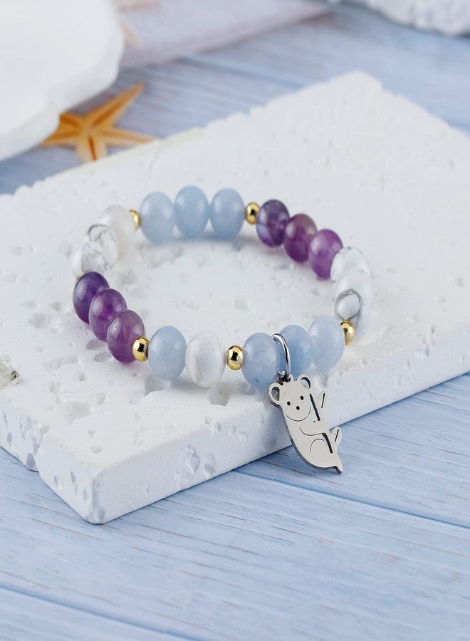 Fullrainbow Koala Bracelet Koala Spirit Animal Gifts Koala jewelry Inspirational Gifts for Women Koala Lovers (Purple Blue White koala gift) - Image 4