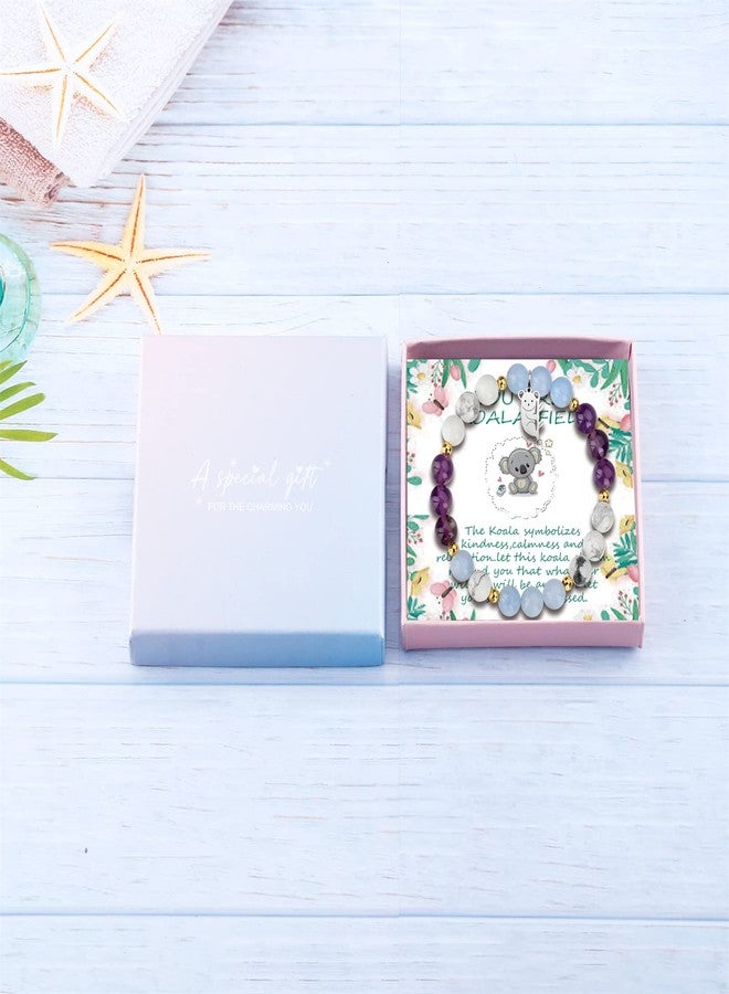 Fullrainbow Koala Bracelet Koala Spirit Animal Gifts Koala jewelry Inspirational Gifts for Women Koala Lovers (Purple Blue White koala gift) - Image 2