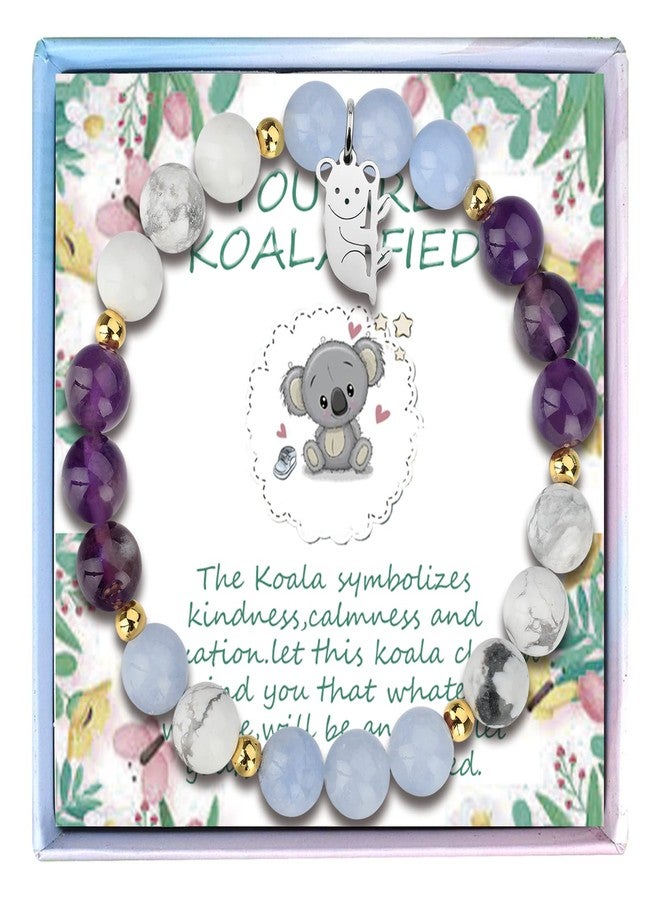 Fullrainbow Koala Bracelet Koala Spirit Animal Gifts Koala jewelry Inspirational Gifts for Women Koala Lovers (Purple Blue White koala gift) - Image 1