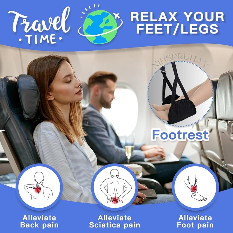 NIHSPRUHAY Airplane Travel Footrest Hammock Perfect Airplane Foot Hammock to Relax Your Feet Travel Essentials Comfy Foot Hanger Airplane Footrest for Long Trip - Image 5