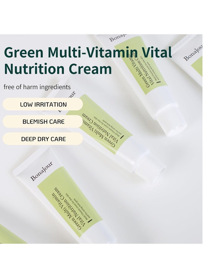 BONAJOUR BONAJOUR Vegan Natural Green Multi Vitamin Moisturizing Cream for Face - 70% Vitamin, Anti Aging & Brightening, Remove Dark Spot 1.7 fl. Oz  - Image 2