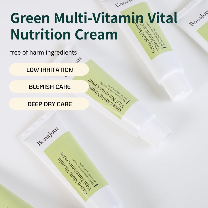 BONAJOUR [BONAJOUR] Vegan Natural Green Multi Vitamin Moisturizing Cream for Face - 70% Vitamin, Anti Aging & Brightening, Remove Dark Spot 1.7 fl. oz - Image 2