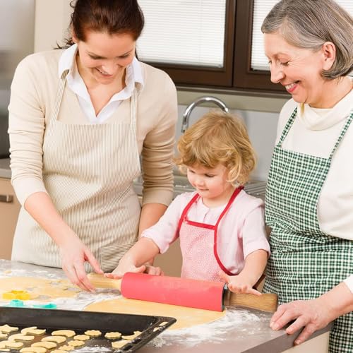 Curated Cart Silicone Rolling Pin with Non-Stick Surface & Wooden Handle, Large 15 Inch Baking Tool for Pastry, Fondant, Pizza, Mini Roller & Chapati Accessories - Ideal for Baking (Red Color) - Image 5