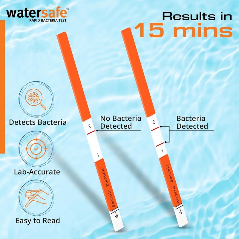 WaterSafe مجموعة اختبار المياه السريعة للبكتيريا - 10 قطع للمسابح، الصالات الرياضية، وحدائق المياه - Image 5