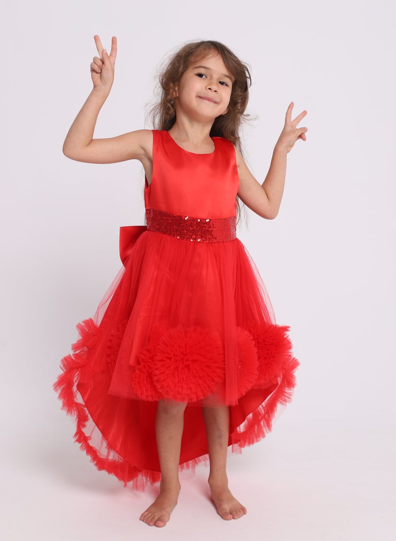 D'Daniela Red High-Low Dress - Image 1