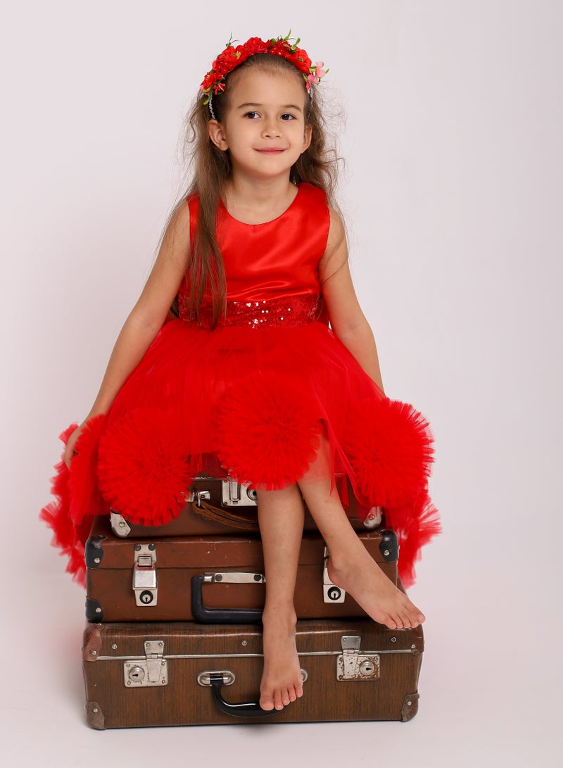D'Daniela Red High-Low Dress - Image 5