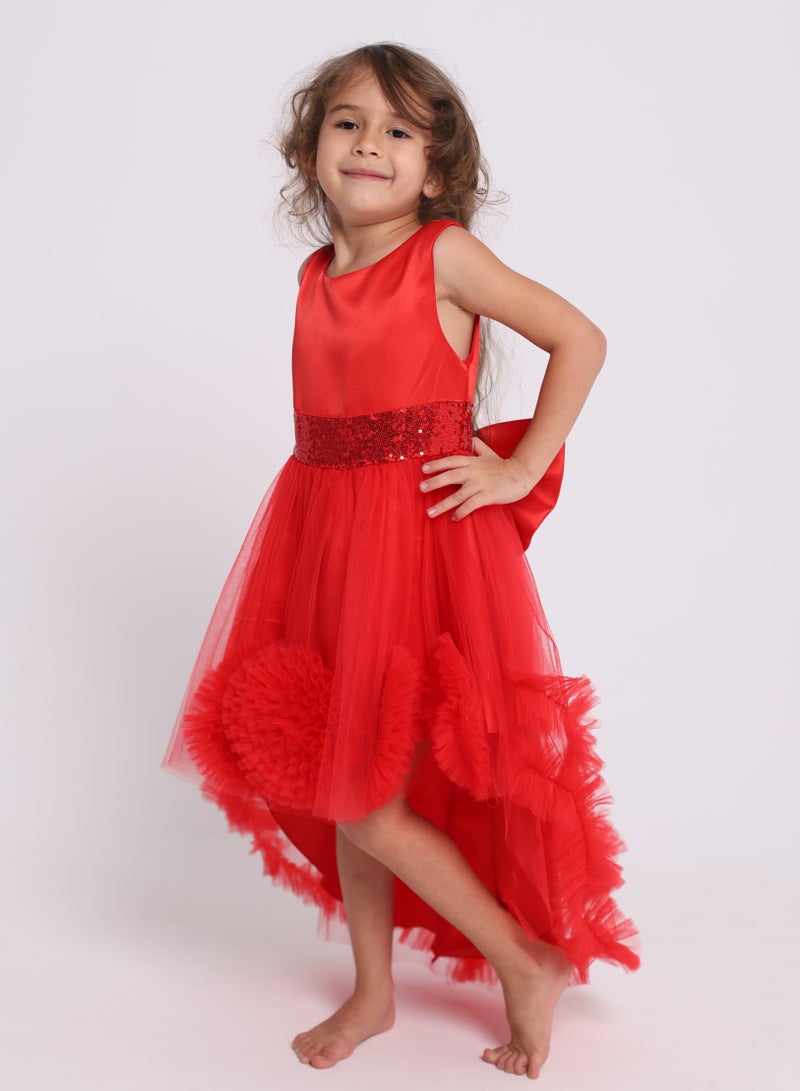 D'Daniela Red High-Low Dress - Image 2