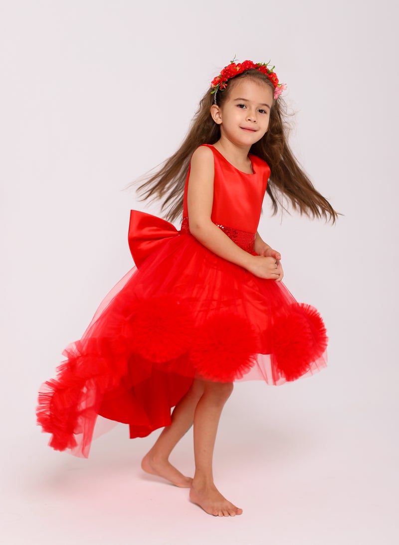 D'Daniela Red High-Low Dress - Image 4