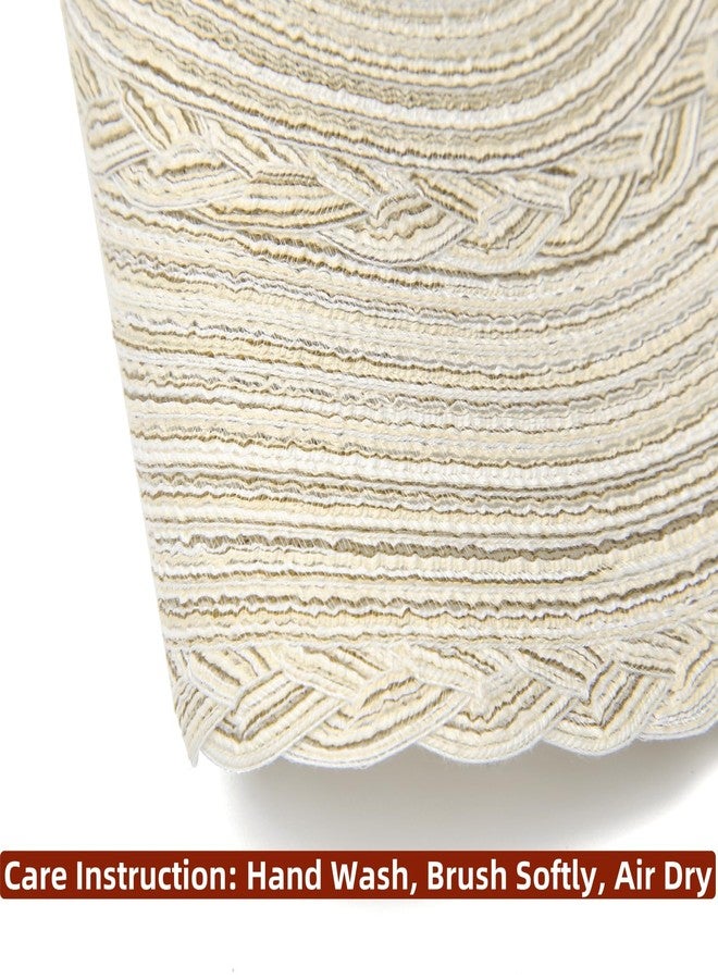 SHACOS Round Placemats Set of 4 Boho Braided Border Place Mats for Dining Tables Wedding Holiday Party (Ivory Bordered, 4) - Image 5
