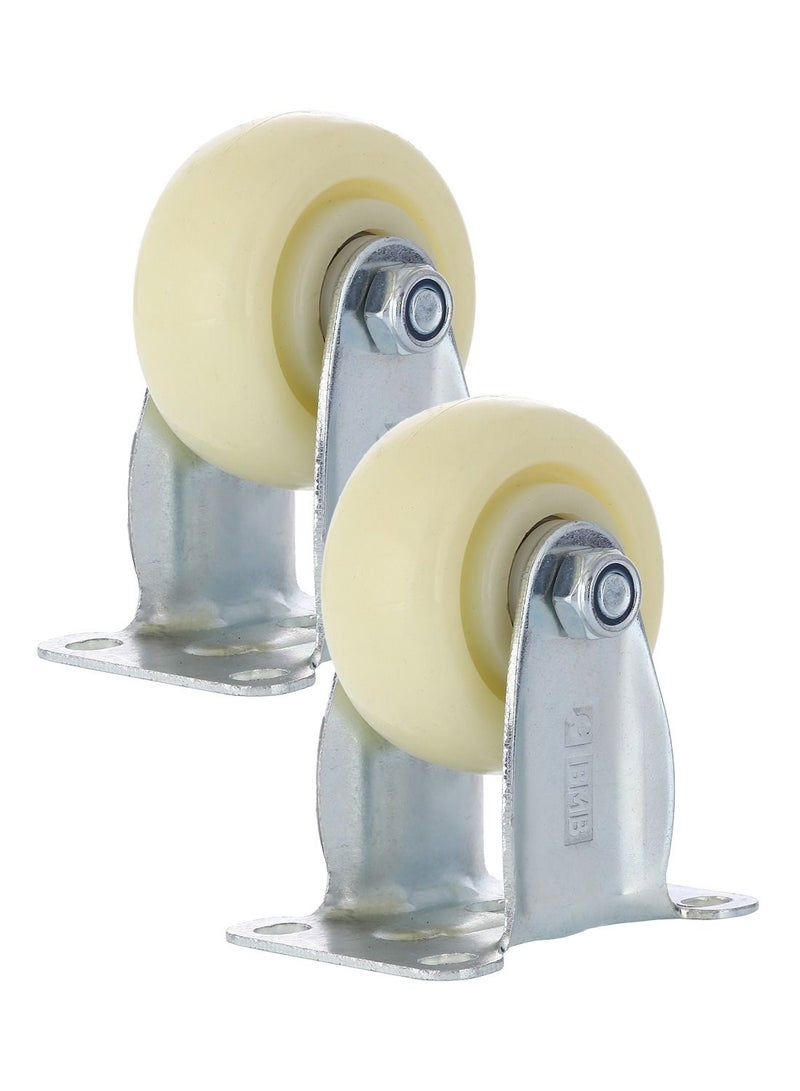 BMB tools 2-Piece 50mm White PP Medium Duty Caster Double Ball Bearing - Rigid - Plate - Image 1