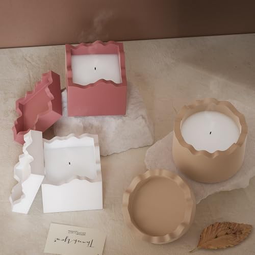 XMOX Square Cup Silicone Mold Cylindrical Candle Jar Mold with Lid Cube Round Box Resin Expoxy Mould Handmade Storage Container for Jewelry Tray DIY Plaster Cast Cement Incense Burners Mold (Square) - Image 5
