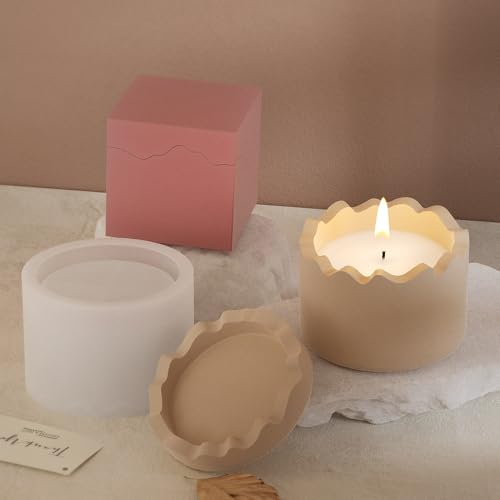 XMOX Square Cup Silicone Mold Cylindrical Candle Jar Mold with Lid Cube Round Box Resin Expoxy Mould Handmade Storage Container for Jewelry Tray DIY Plaster Cast Cement Incense Burners Mold (Square) - Image 4