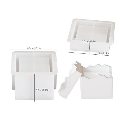 XMOX Square Cup Silicone Mold Cylindrical Candle Jar Mold with Lid Cube Round Box Resin Expoxy Mould Handmade Storage Container for Jewelry Tray DIY Plaster Cast Cement Incense Burners Mold (Square) - Image 2
