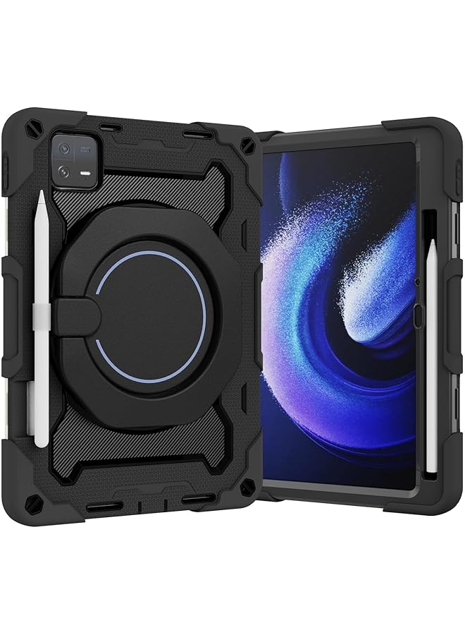 إيروريكس جراب متين مقاوم للصدمات لجهاز Xiaomi Pad 6 6 Pro مقاس 11 بوصة مع حامل حلقي دوار 360 درجة، جراب واقٍ مدرع مكون من 3 طبقات، غطاء سيليكون لجهاز Xiaomi Pad 6 Pad 6 Pro - Image 1