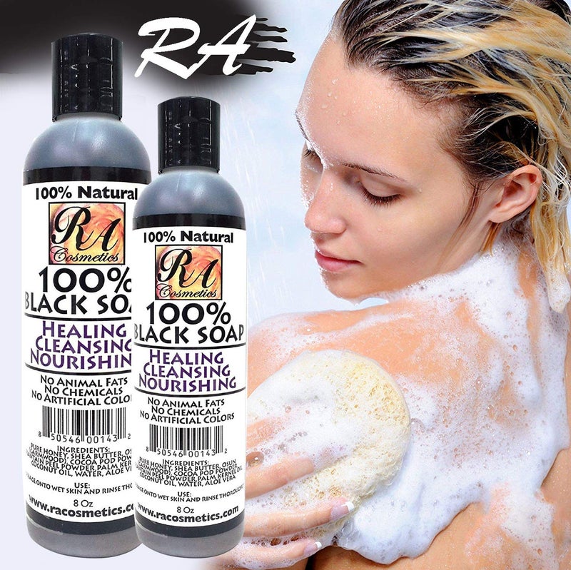 RA COSMETICS 100% African Liquid Natural Black Soap - 8 oz - Image 2