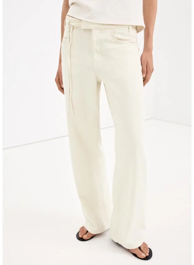 Mango Low-Rise Tie Jeans