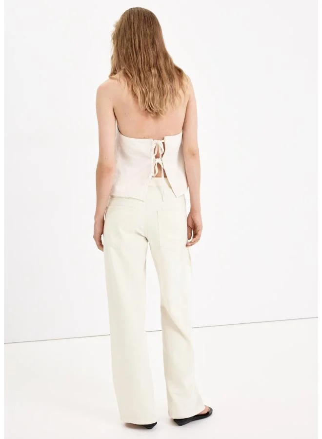 Mango Low-Rise Tie Jeans