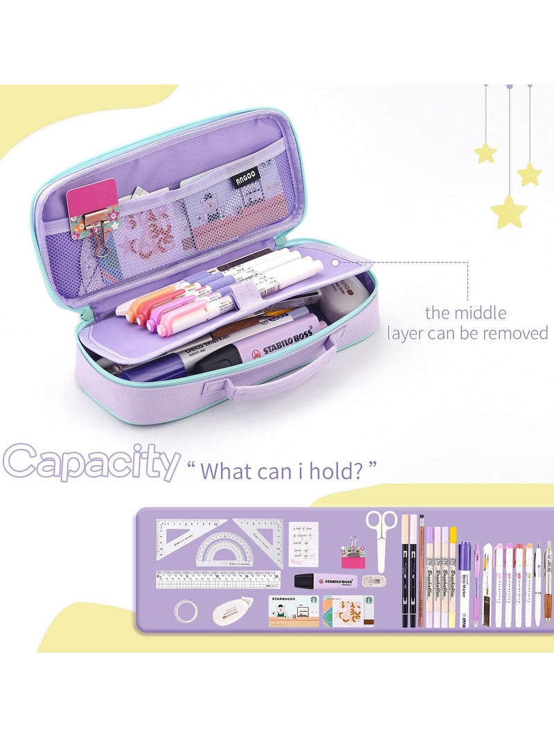 KASTWAVE Pencil Case Cute Unicorn Pencil Pouch Medium Capacity Portable Multifunction Pen Bag with Compartments for Girls Kids Teen  - Image 3
