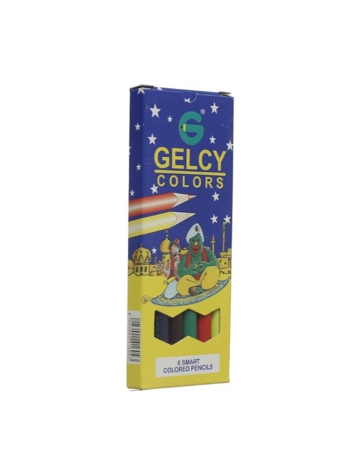 GELCY "ألوان خشبية فاخرة - 6 أقلام مبراة بطول 12 سم في عبوة أنيقة ومضغوطة"  - Image 1