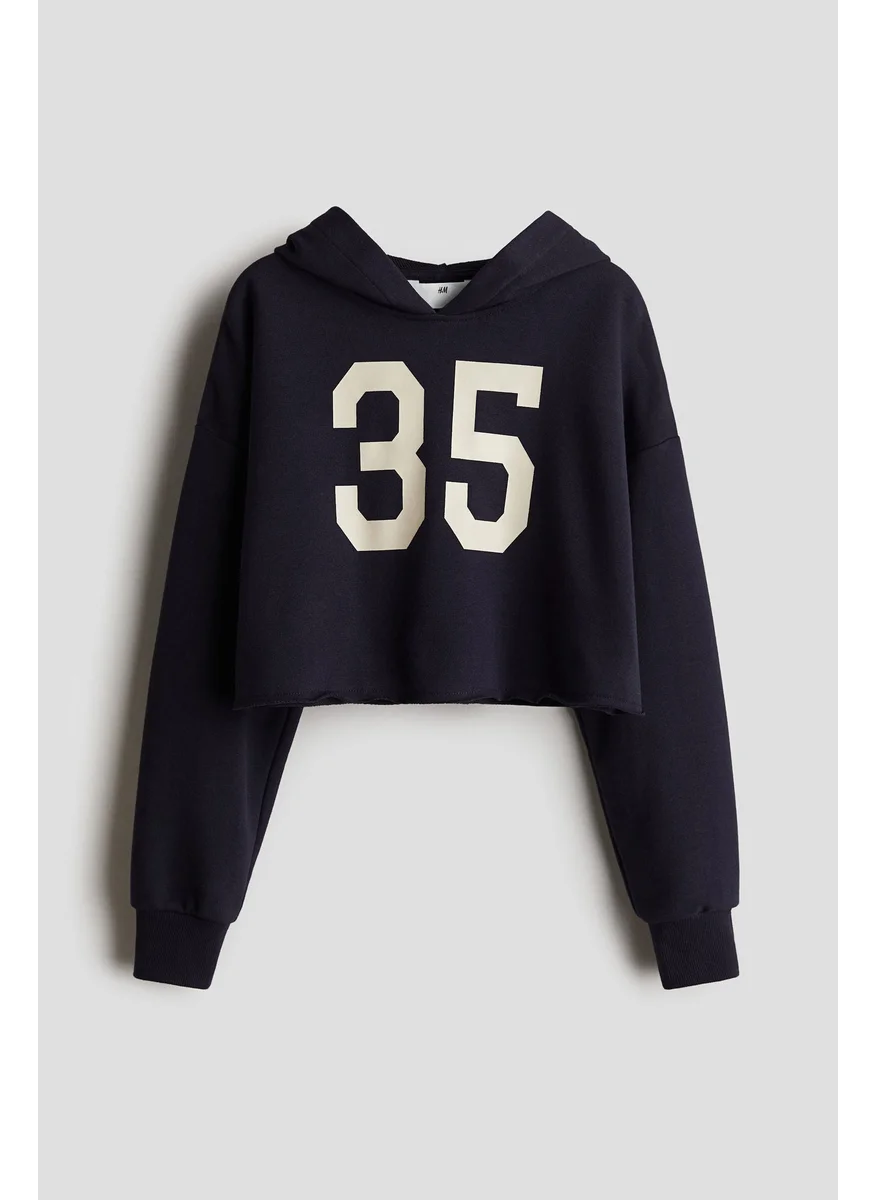 H&M Printed Cropped Hoodie