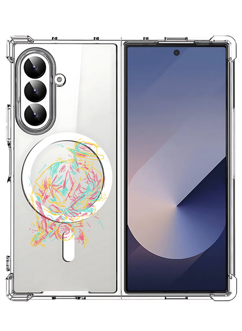 Theodor Magnetic Case for Samsung Galaxy Z Fold 7 Compatible with MagSafe Wireless Charging, Shockproof Phone Bumper Cover Abstract saxophone - Image 1