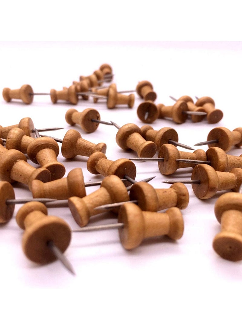 Zikra دبابيس خشبية 100 قطعة للرسم على لوحة الإعلانات الفلينية دبابيس خشبية خريطة قياسية نقطة فولاذية واضحة لوح الفلين المكتبي - Image 2