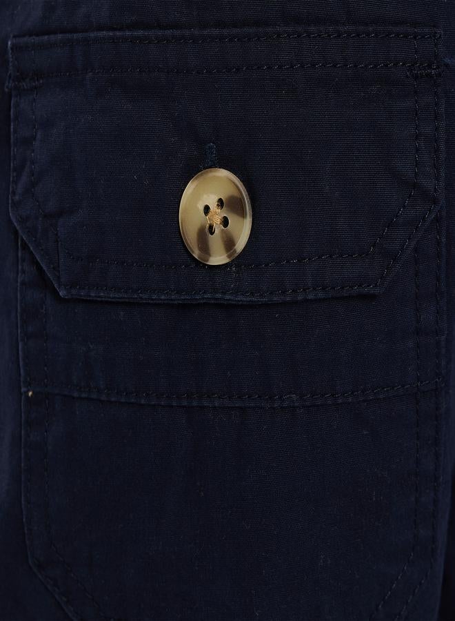 victor and jane Boys Navy Blue Solid Cargo Shorts With Belt Loops - Image 5