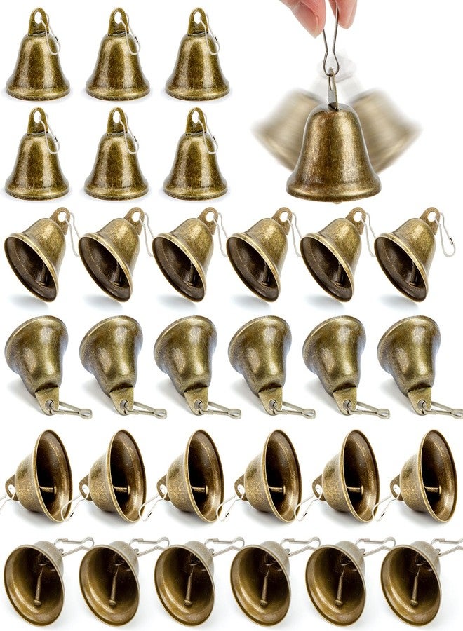 MCPINKY 34PCS Craft Bells, Small Brass Bells with Spring Hooks Hanging for Homes, Wedding Party Decorations, Keychain, Hanging Wind Chimes, 1.7" X 1.5", Vintage - Image 1